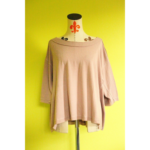 H BY BORDEAUX XL Soft Loose Sweater Top 3/4 Slv Boat Neck Brown - Picture 1 of 10